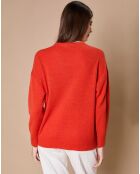 Pull 100% Cachemire 4 fils Ophélie col rond orange brique