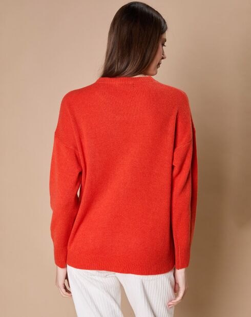Pull 100% Cachemire 4 fils Ophélie col rond orange brique