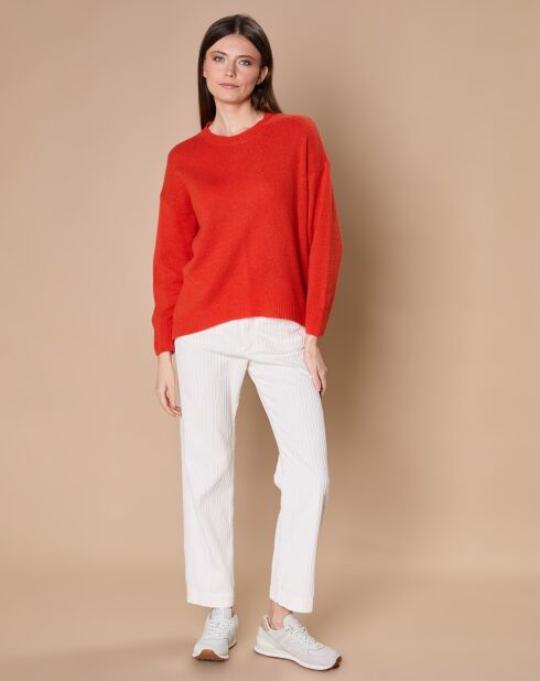 Pull 100% Cachemire 4 fils Ophélie col rond orange brique