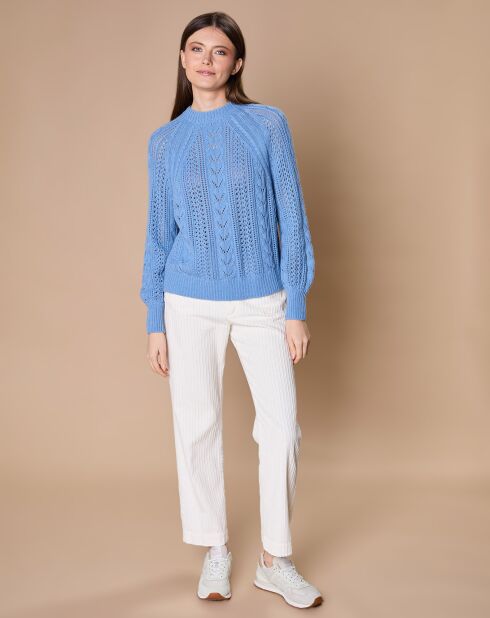 Pull en Mohair & Laine mélangés Paola col rond bleu