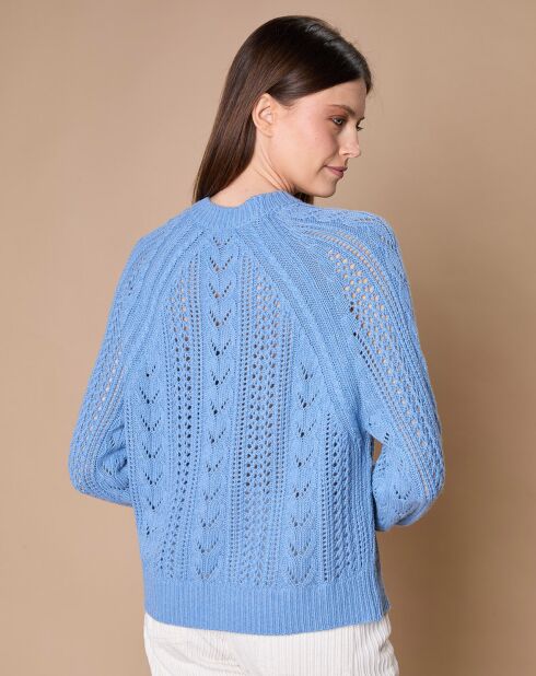 Pull en Mohair & Laine mélangés Paola col rond bleu