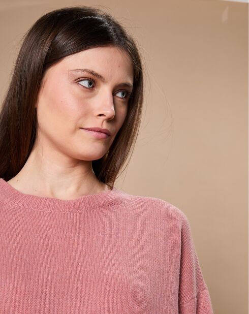 Pull 100% Cachemire 4 fils Ophélie col rond vieux rose