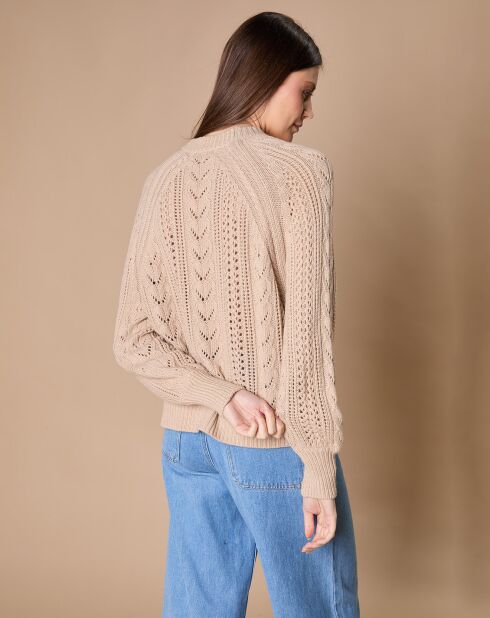 Pull en Mohair & Laine mélangés Paola col rond beige chiné