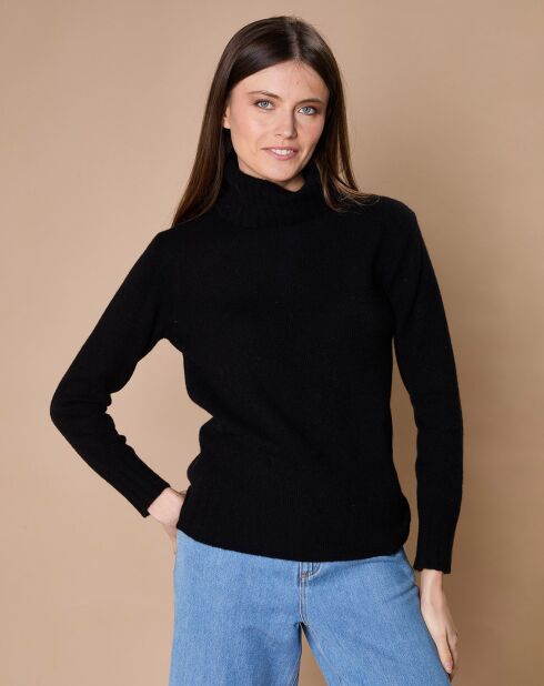 Pull 100% Cachemire 4 fils Audrey col roulé noir