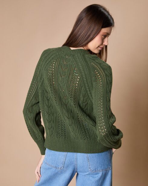 Pull en Mohair & Laine mélangés Paola col rond kaki