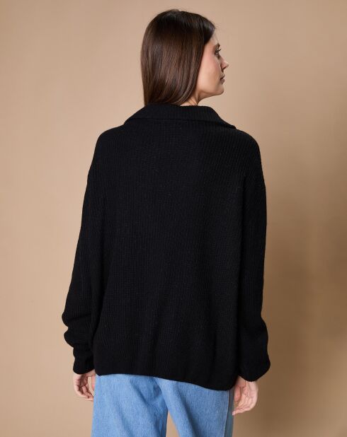 Pull en Laine & Cachemire mélangés Maia 1/2 zip noir