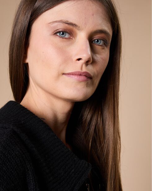 Pull en Laine & Cachemire mélangés Maia 1/2 zip noir