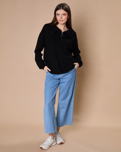Pull en Laine & Cachemire mélangés Maia 1/2 zip noir