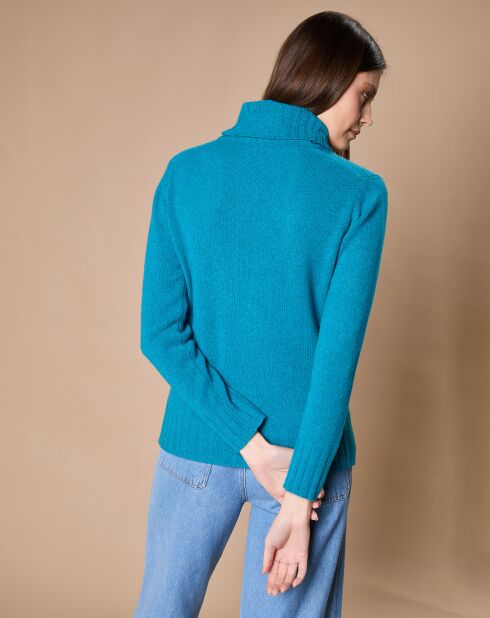 Pull 100% Cachemire 4 fils Audrey col roulé vert canard