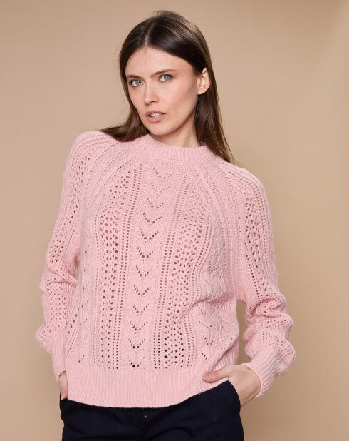 Pull en Mohair & Laine mélangés Paola col rond vieux rose