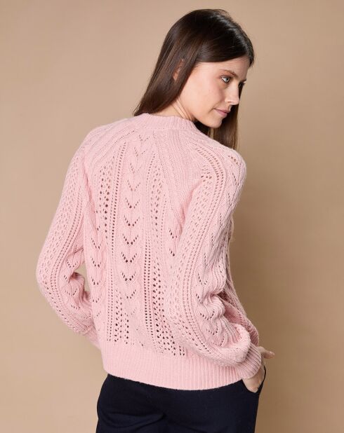Pull en Mohair & Laine mélangés Paola col rond vieux rose