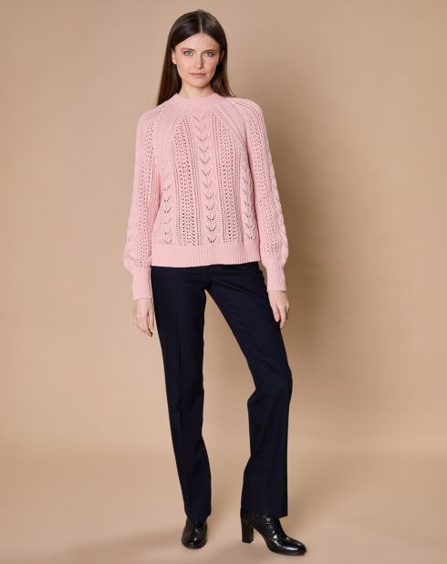 Pull en Mohair & Laine mélangés Paola col rond vieux rose