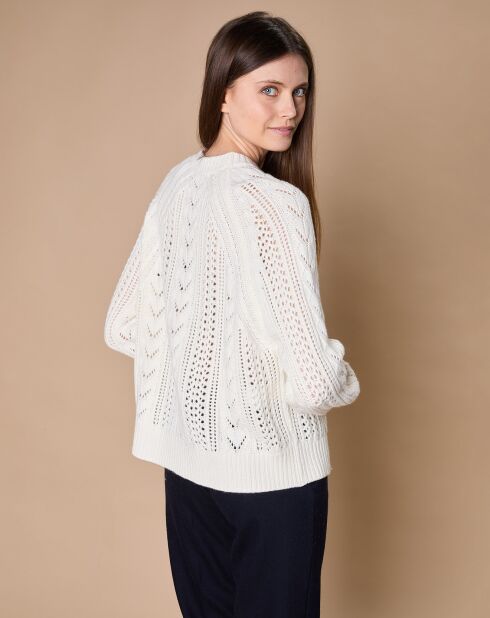 Pull en Mohair & Laine mélangés Paola col rond écru