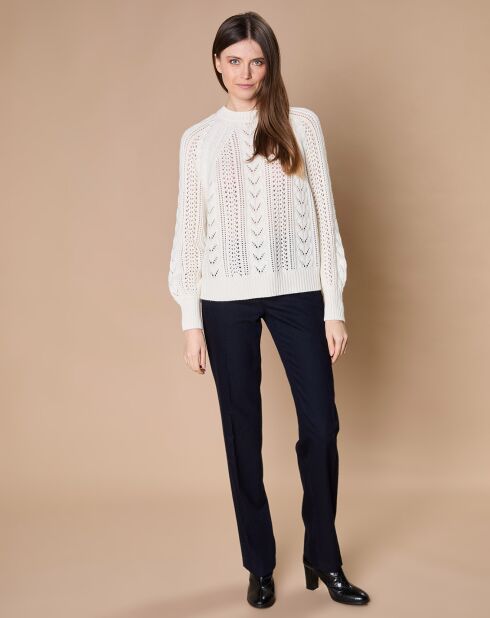 Pull en Mohair & Laine mélangés Paola col rond écru