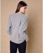 Pull 100% Cachemire 4 fils Ophélie col rond gris chiné foncé