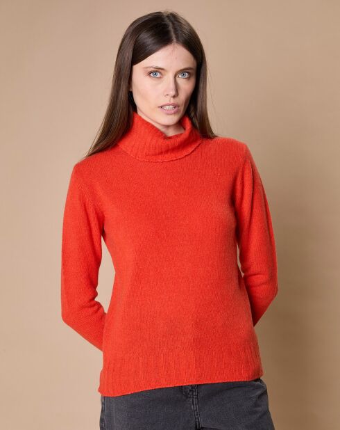Pull 100% Cachemire 4 fils Audrey col roulé orange
