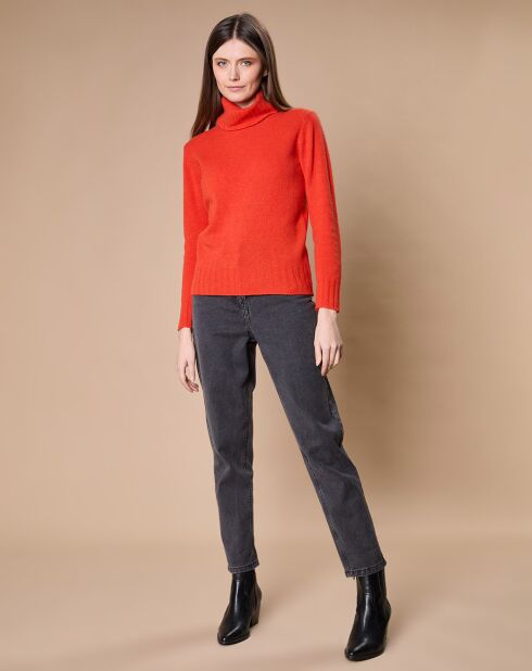 Pull 100% Cachemire 4 fils Audrey col roulé orange