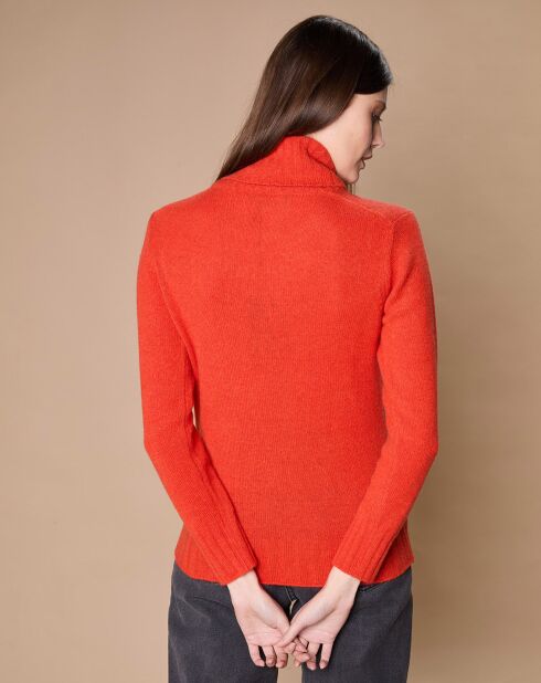 Pull 100% Cachemire 4 fils Audrey col roulé orange