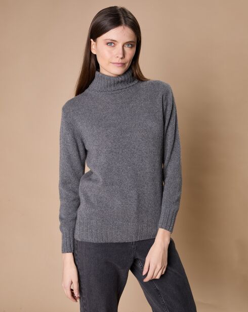 Pull 100% Cachemire 4 fils Audrey col roulé anthracite
