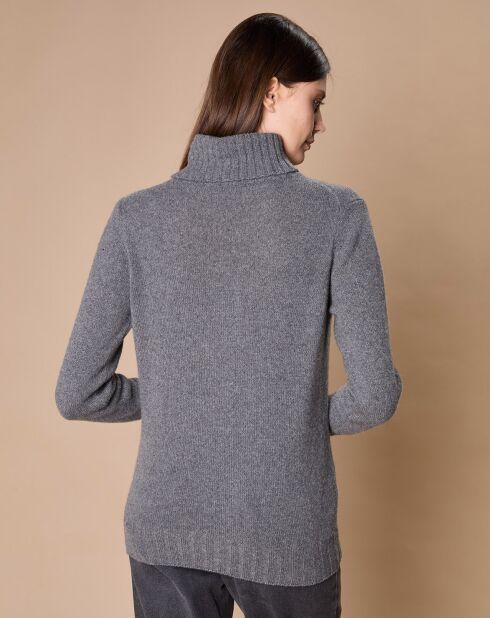 Pull 100% Cachemire 4 fils Audrey col roulé anthracite