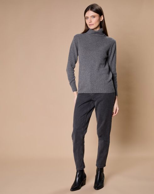 Pull 100% Cachemire 4 fils Audrey col roulé anthracite