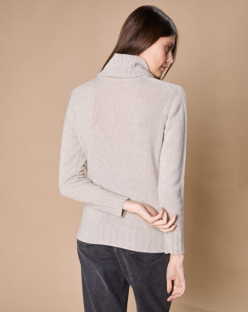 Pull 100% Cachemire 4 fils Audrey col roulé beige clair