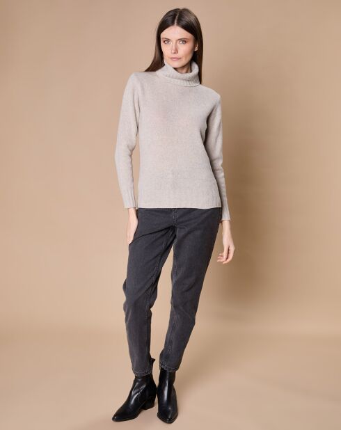 Pull 100% Cachemire 4 fils Audrey col roulé beige clair