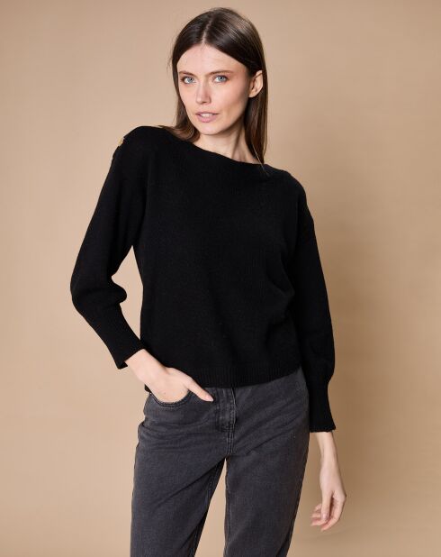 Pull 100% Cachemire 4 fils Jane col bateau noir