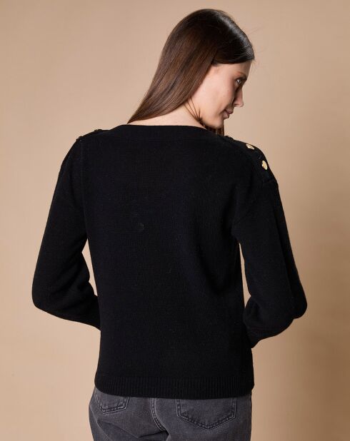 Pull 100% Cachemire 4 fils Jane col bateau noir