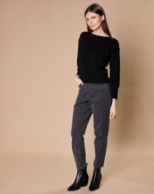 Pull 100% Cachemire 4 fils Jane col bateau noir