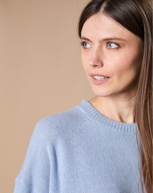Pull 100% Cachemire 4 fils Ophélie col rond bleu clair