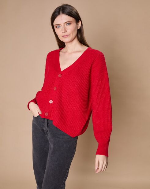 Cardigan en Laine & Cachemire mélangés Noémie rouge