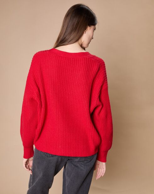 Cardigan en Laine & Cachemire mélangés Noémie rouge