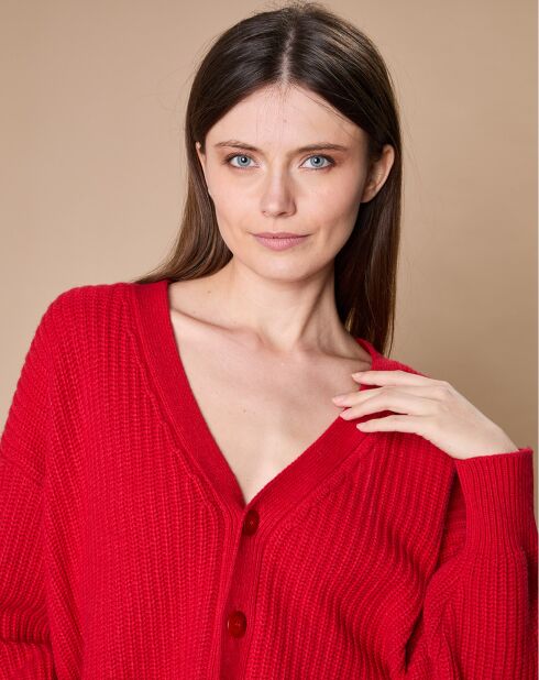Cardigan en Laine & Cachemire mélangés Noémie rouge