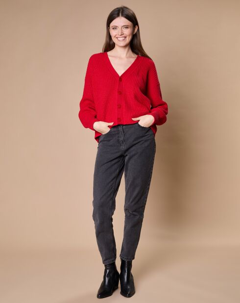Cardigan en Laine & Cachemire mélangés Noémie rouge