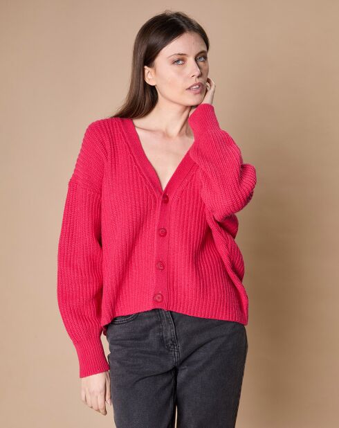 Cardigan en Laine & Cachemire mélangés Noémie rose vif