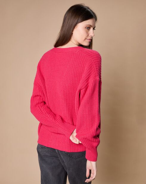 Cardigan en Laine & Cachemire mélangés Noémie rose vif