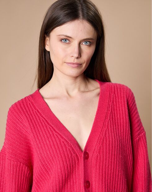 Cardigan en Laine & Cachemire mélangés Noémie rose vif