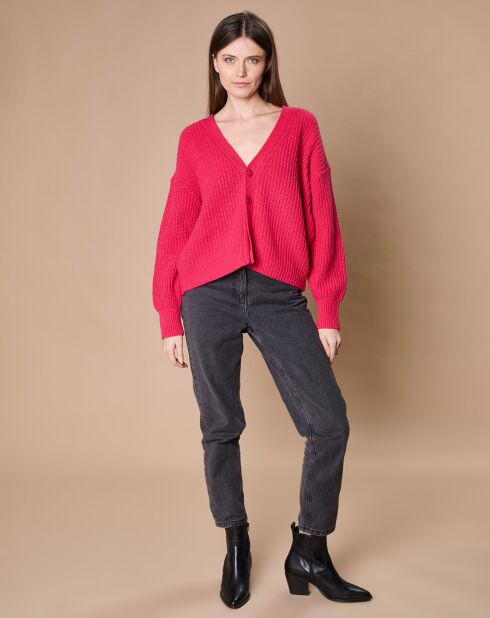 Cardigan en Laine & Cachemire mélangés Noémie rose vif