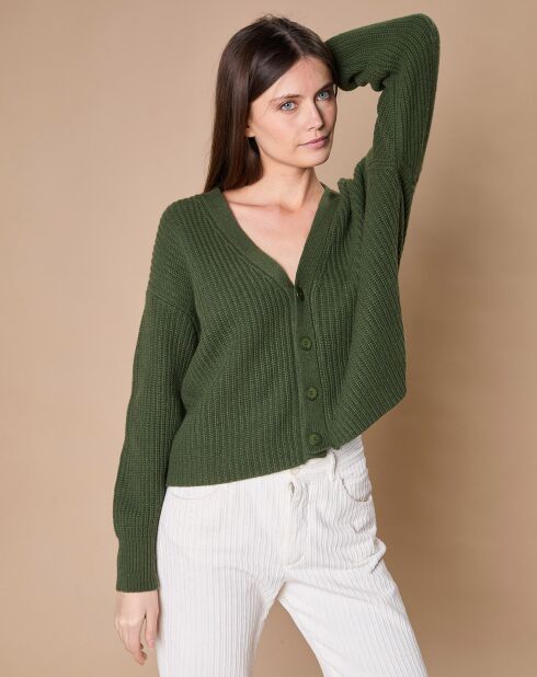 Cardigan en Laine & Cachemire mélangés Noémie kaki