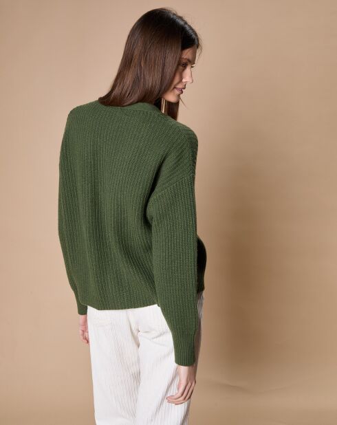Cardigan en Laine & Cachemire mélangés Noémie kaki