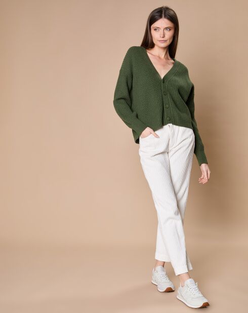 Cardigan en Laine & Cachemire mélangés Noémie kaki