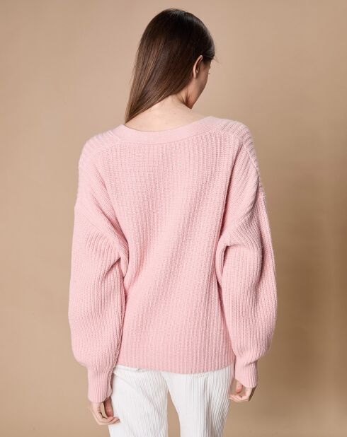 Cardigan en Laine & Cachemire mélangés Noémie vieux rose