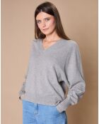 Pull 100% Cachemire 4 fils Romy col V profond gris chiné