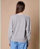 Pull 100% Cachemire 4 fils Romy col V profond gris chiné