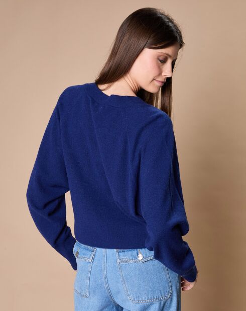 Pull 100% Cachemire 4 fils Romy col V profond bleu indigo