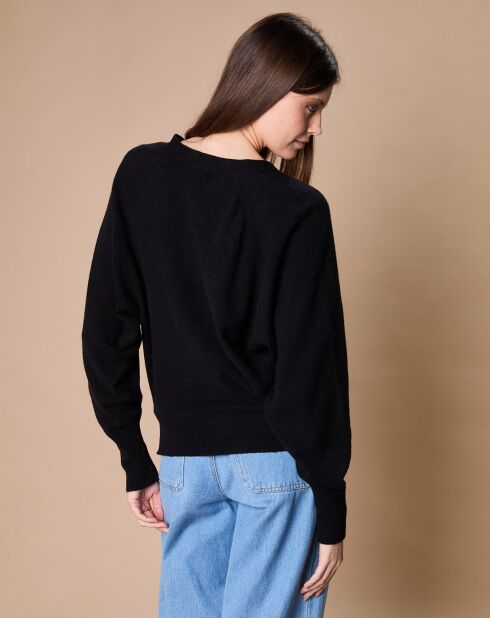 Pull 100% Cachemire 4 fils Romy col V profond noir