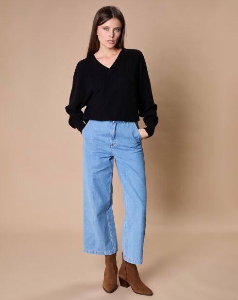 Pull 100% Cachemire 4 fils Romy col V profond noir