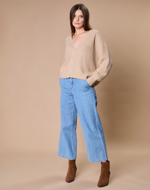 Cardigan en Laine & Cachemire mélangés Noémie beige chiné