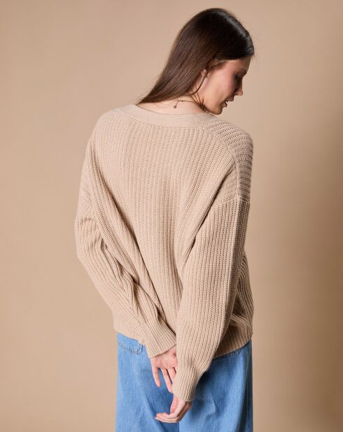 Cardigan en Laine & Cachemire mélangés Noémie beige chiné